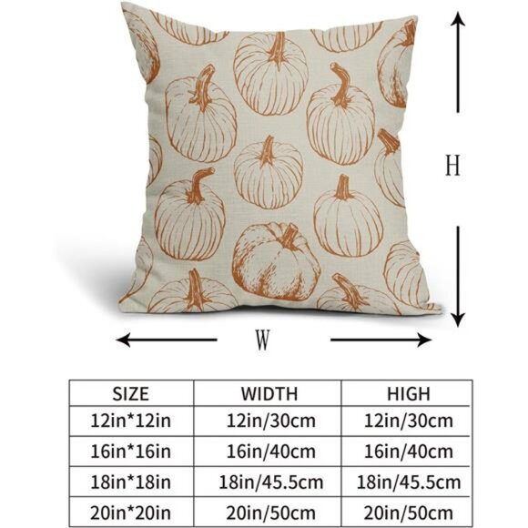 18x18 in Set of 2 Burnt Orange Pumpkin Autumn Decorative Throw Pillows Cover - Picture 4 of 7